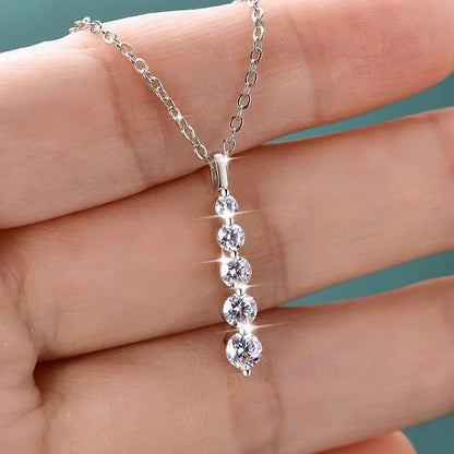 GRA Certified D VVS1 Full Moissanite Diamond 5-Stone Pendant Necklace for Women Girls Chain Neck Jewelry Gifts Collares