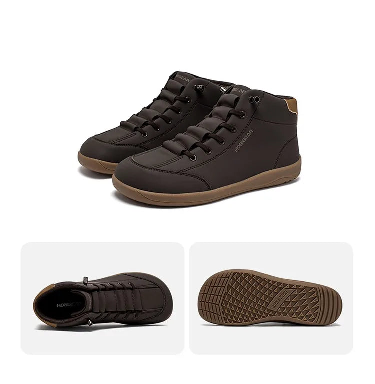 Mid-Top Barefoot Shoes Unisex Wide Toe Minimalist Ankle Boots Artificial Leather Outdoor Non-Slip Sneaker