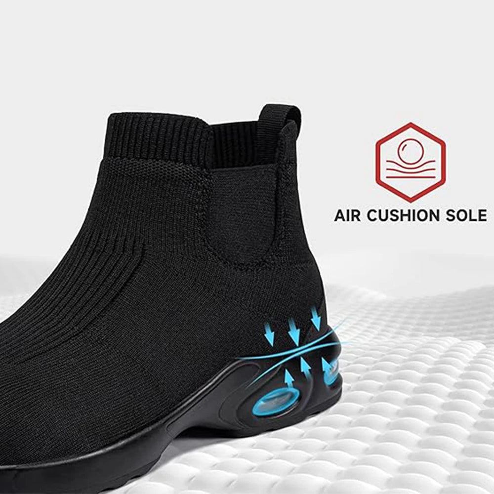 Steel Toe Shoes for Men Women Water Resistant Work Boots Non Slip Safety Sneakers Slip On Industrial Air Cushion Chelse