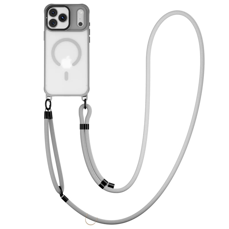 Metal Lens Stand Magnetic Case For iPhone 17 Air 16 Plus 15 14 13 Pro Max With Crossbody Lanyard Strops Heavy Duty Protection