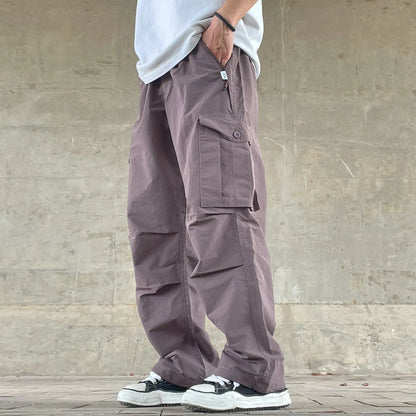 Mens Womens Spring Summer Lightweight Quick Dry Baggy Loose Paratrooper Cargo Pants Outdoor Techwear Multi Pocket Streetwear