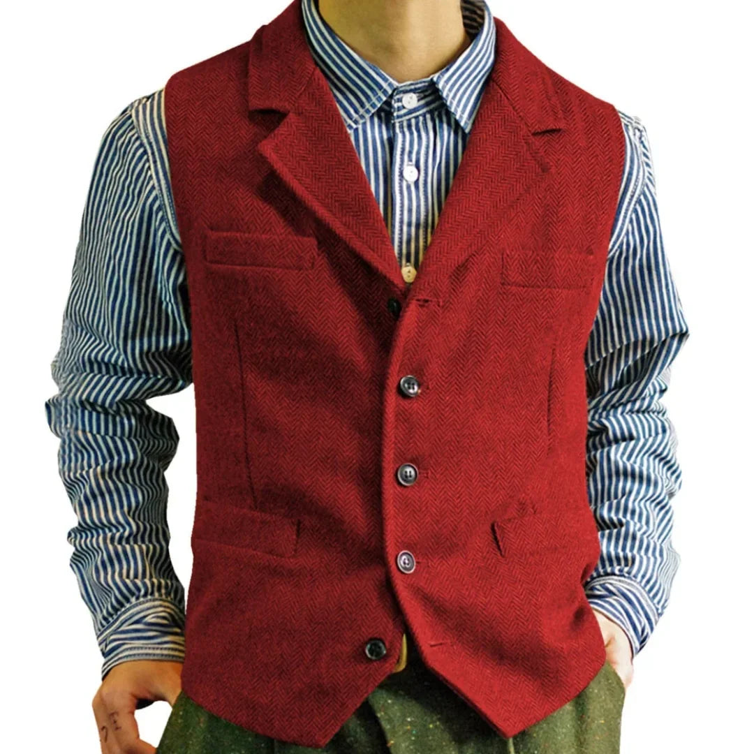 Men Vest Brown Single Button With Lapel Solid Waistcoat For Wedding Banquet Business Office Work Casual Daily Men Suit Vest