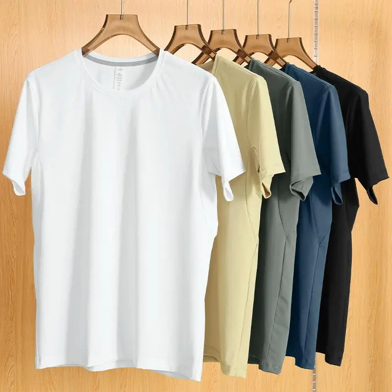 2026 Men Short Sleeves Running T-Shirts Quick Dry Sport T-Shirts Fitness Gym Running Shirts Breathable Round Collar Sportswear