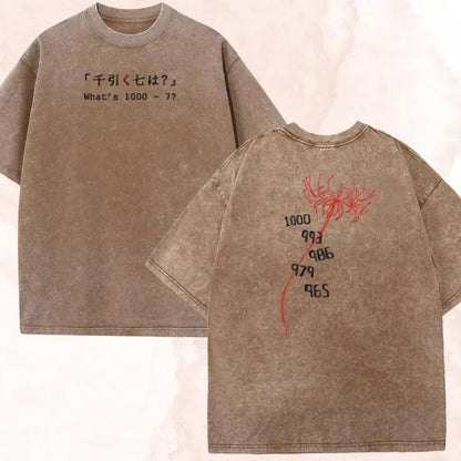 Anime Tokyo Ghoul Kaneki Ken 1000-7 Printed Tee Men Women Cotton Tshirts Vintage Washed T-shirt Harajuku Manga Oversized T Shirt
