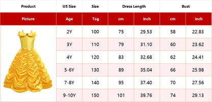 Kids Belle Costume Girls Halloween Princess Cosplay Party Dress Children Birthday Clothes Carnival Luxury Ball Gown