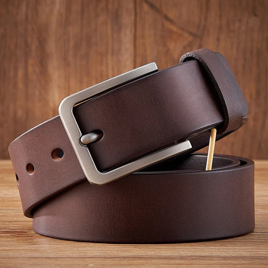 3.8cm Vintage 100% Genuine leather Belt for Men High Quality Natural Cow Leather Men's Belt Male Strap for Jeans or Pants