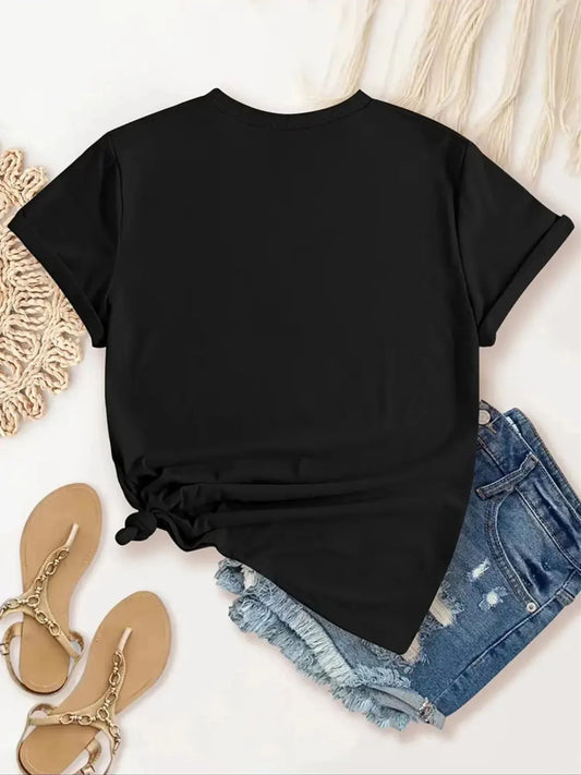 Round neck retro casual T-shirt summer new fashion cartoon cat print T-shirt Harajuku summer short sleeved women's T-shirt