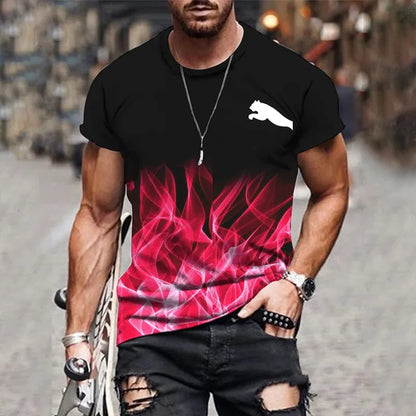 2024 Men's T-shirt gradient design printed casual short sleeved T-shirt outdoor street fashion men shirt plus size clothing ﻿