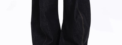 American Retro Deconstructed Bla Knife  Jeans Women's Loose Silhouette Wide Leg Floor Length Trousers Casual High Waist...