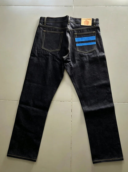 Vintage Momotaro 165oz Heavyweight Indigo Straight Leg Jeans Japanese Style mid Waist Cotton Denim Pants for Men Non Stretch
