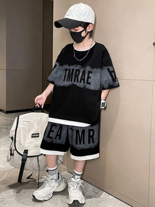 Short-sleeved Sportswear Boys Outfit Set Kids Boy Clothes Boy's Clothing Children's Sets 4 Years Baby Summer Junior Top Bottom