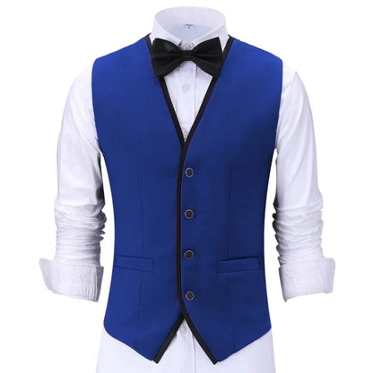 Men Vest Purple With Black Side Single Button Waistcoat For Wedding Banquet Birthday Business Casual Work Set Men Suit Vest