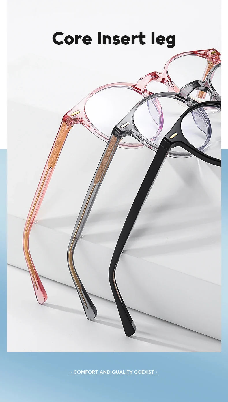 Round Blue Light Reading Glasses Women Eye Glasses Frame for Women Retro Plastic Titanium Anti-Blue Light Computer Eyewear