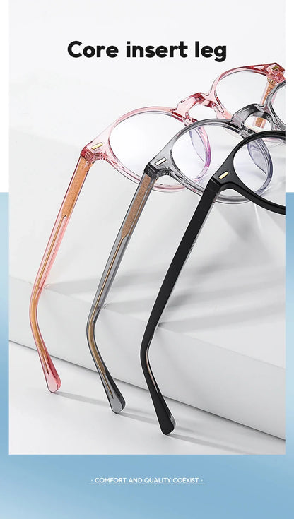 Round Blue Light Reading Glasses Women Eye Glasses Frame for Women Retro Plastic Titanium Anti-Blue Light Computer Eyewear