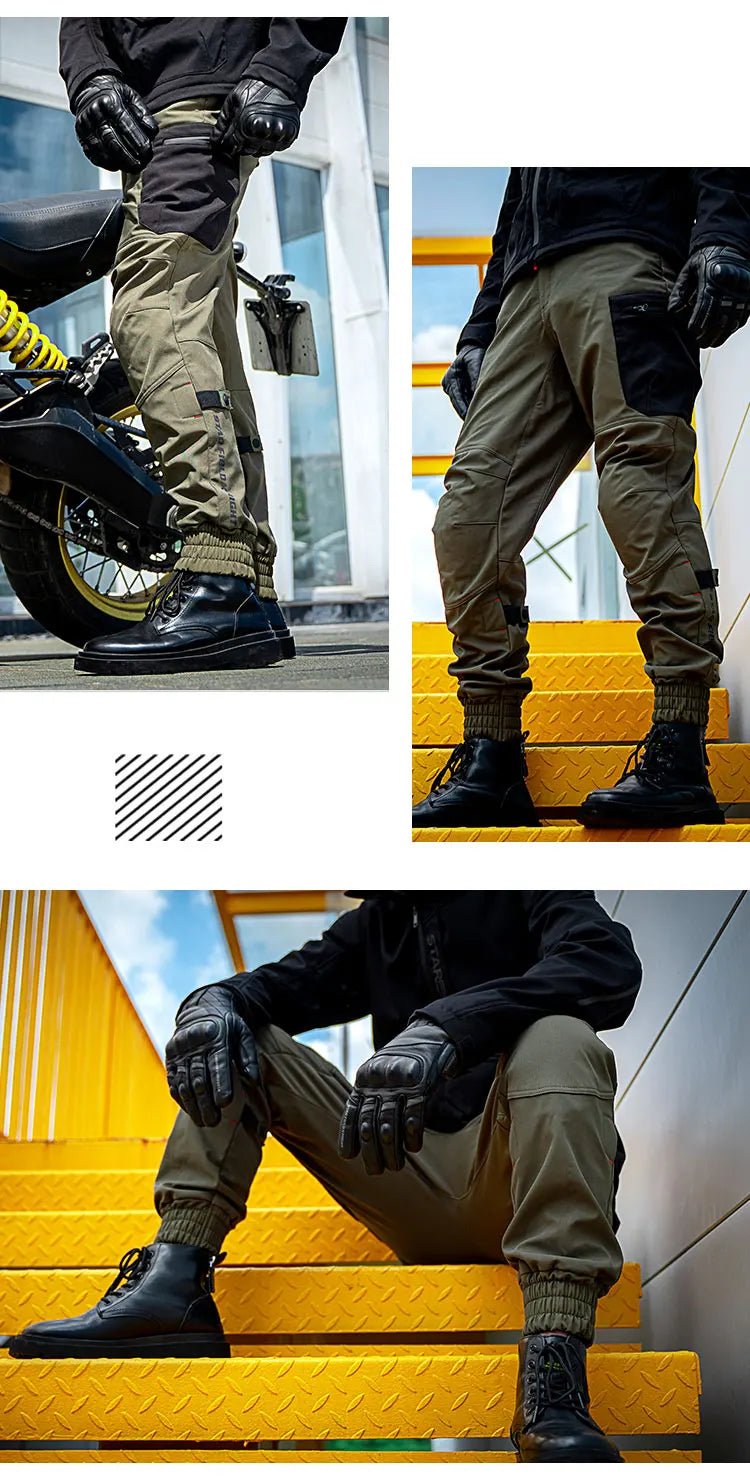 Men's Motorcycle Pants Winter Plus Fluff Warm Windproof Splash-proof Water Riding Trousers With CE Protective Accessories