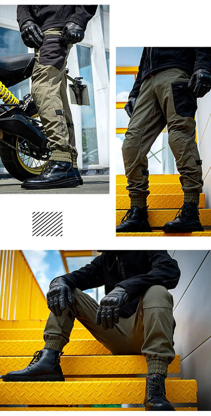Men's Motorcycle Pants Winter Plus Fluff Warm Windproof Splash-proof Water Riding Trousers With CE Protective Accessories