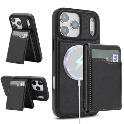 Magnetic Wallet Phone Case for iPhone 13 14 15 16 17 Pro Max, Wireless Charging Foldable Stand, Card Holder Protective Cover