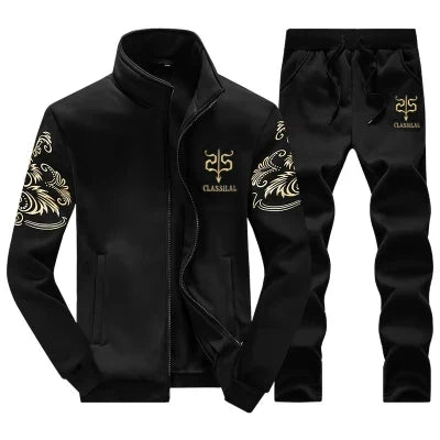 Wolf Czuadlte2024New Winter Men's Sports Set Casual Pants Hooded Sweater Youth Large Plus Plush Thickened Cardigan Two Piece Set