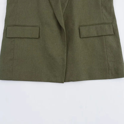 Women Fashion Solid Blazer Notched Collar Long Roll up Sleeves Female Chic Office Lady Business Outfits