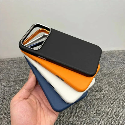 Luxury For MagSafe Wireless Charge PU Leather Phone Case For IPhone 17 Air Pro Max Magnetic Frosted Soft Silicone Protect Cover