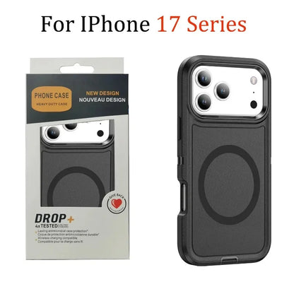 3IN1 Heavy Duty Otter Armor Box Phone Case for IPhone 17 Pro Max Air 16 15 14 Plus for Mag-Safe Wireless Charging Rugged Cover