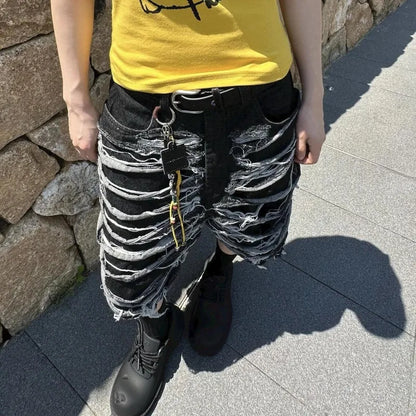 Design Sense Niche American Street Heavy-duty Washed Denim Shorts for Men and Women Summer New Style Captcha Pants
