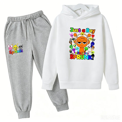 Sprunki Kids Clothes Hoodie+pants Age 2-12 Boy Girl Incredibox Anime Figures Sweatshirt Spring Autumn Pullover for Children Sets