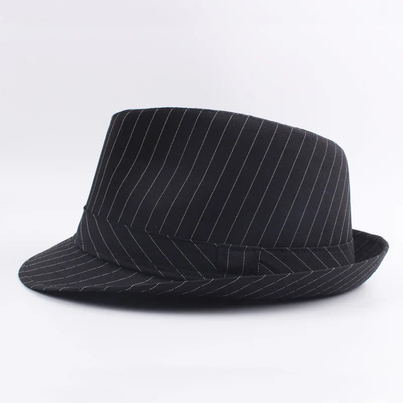Spring and Autumn British Black and White Striped Cloth Jazz Fedoras  Men's New Casual Versatile Couple Sunshade Hat Outdoor
