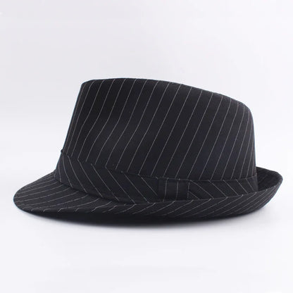 Spring and Autumn British Black and White Striped Cloth Jazz Fedoras  Men's New Casual Versatile Couple Sunshade Hat Outdoor