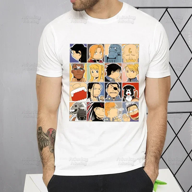 Fullmetal Alchemist T Shirt Harajuku Alphonse Elric TShirts Short Sleeve Fashion Casual Edward Elric T-Shirt Tops Tees