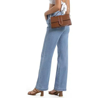 Female Retro Casual Baggy Straight Leg Jeans Women Stretch Classic Gray Denim Pants Lady Solid Cheap Fashion Trousers