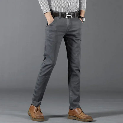 New Mens Spring Summer Business Casual Pants Fashion Cotton Soft Stretch Straight Classic Trousers Korean Solid Color Man Pants