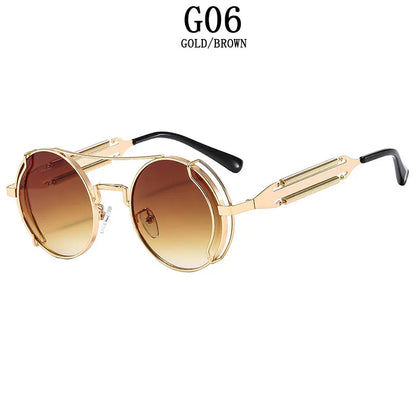 Punk Sunglasses For Men Designer Vintage Round Steampunk Fashion Glasses Retro Sunglasses Women 2024 Gafas De Sol Hombre Lunette
