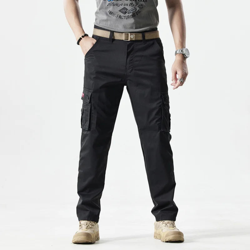 Autumn Work Pants Men Multi-pockets Cargo Trousers Casual Wear-resistant Workwear Spring Straight Pant Outdoor Hiking Trousers