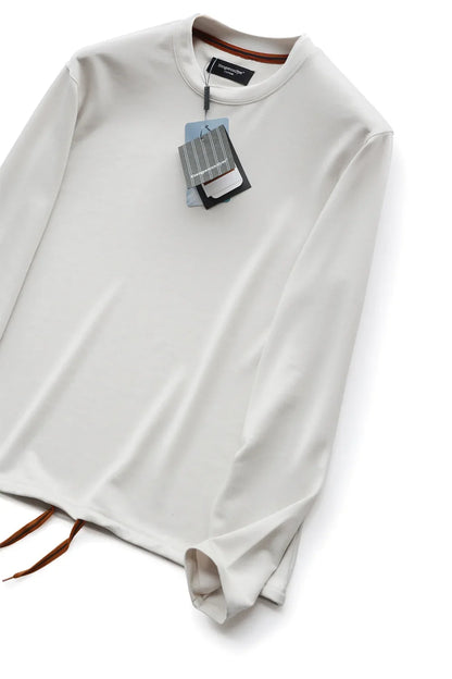 Shape-Retention & Pilling-Resistant Long-Sleeve Tee: Contrast Collar Design + Stretchy Fit Men's Undershirt