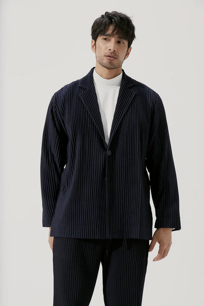 Pleated Blazer Black Suits For Men High Quality Casual Japanese Style Blazers Stretch Fabric Slim Fit Coat
