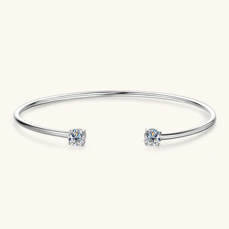 5mm 0.5ct D Moissanite Diamond Cuff Bangle for Women Wedding Bracelet Real Silver 925 Open Bangle Engagement Fine Jewelry