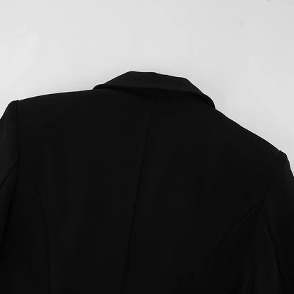 Elegant Lace Blazer Coat Women Fashion Office Lady Full Sleeve Single Breasted Jackets 2025 New Autumn Black Casual Slim Coats