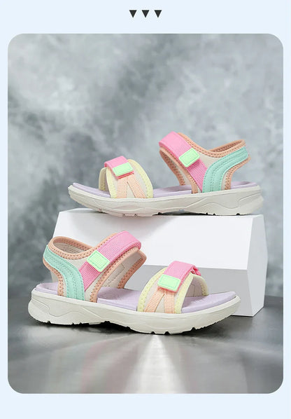 Children Casual Flat Sandals For Girls Summer Beach Shoes Breathable Open Toe Non-Slip Outdoor Kids Walking Sandials
