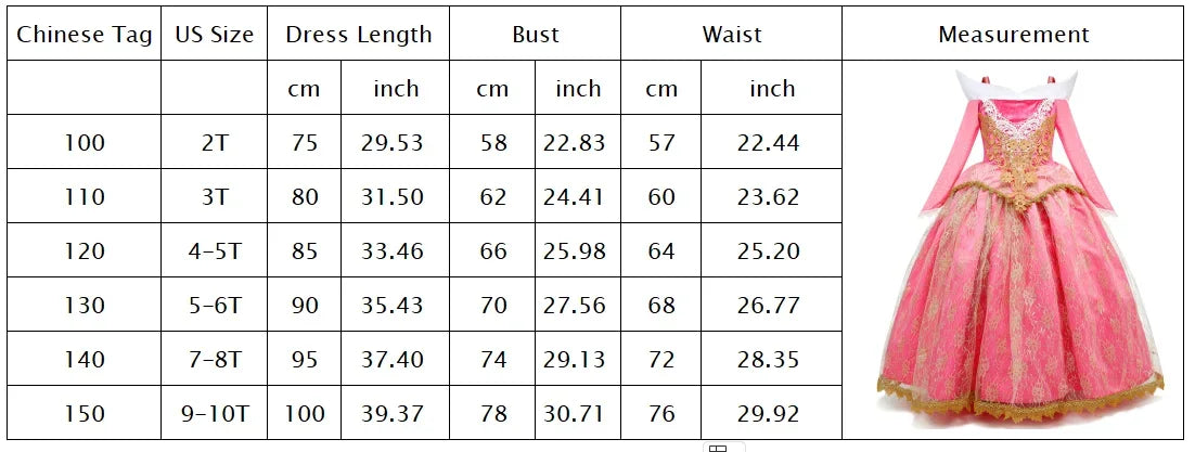 Exquisite Princess Ball Gown Sleeping Beauty Fairy Tale Costume Play Lace Gold Rim Deluxe Christmas Aurora Party Dress 2 4 6 8Yr
