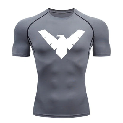 Summer Short Sleeve Compression Shirt Men Sports Top Running T Shirt Quick Dry Gym Workout Clothing Sun Protection Long Sleeve