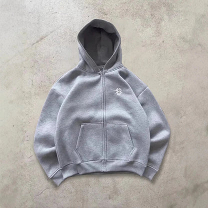 Y2k High Street Zip Embroidery Pattern Men's Hoodies Oversized Loose Sweatshirts Pullover Women Hip Hop Zip Hoodie Vintage Pants