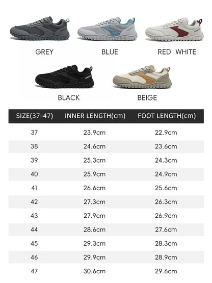 Wide Toe Shoes Mens Womens Artificial Leather Running Sneakers Lace Up Lightweight Breathable Walking Shoes