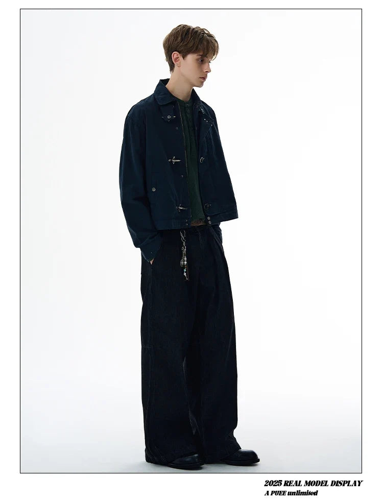 Harajuku Retro Black Gothic High Street Airplane Buckle Jacket for Men and Women Korean Fashion Y2k American Retro Casual Jacket