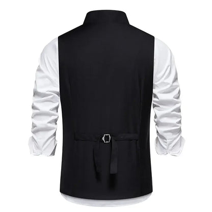 Men's Wedding and Party Vest with Diagonal Front Placket and Single-Button Closure