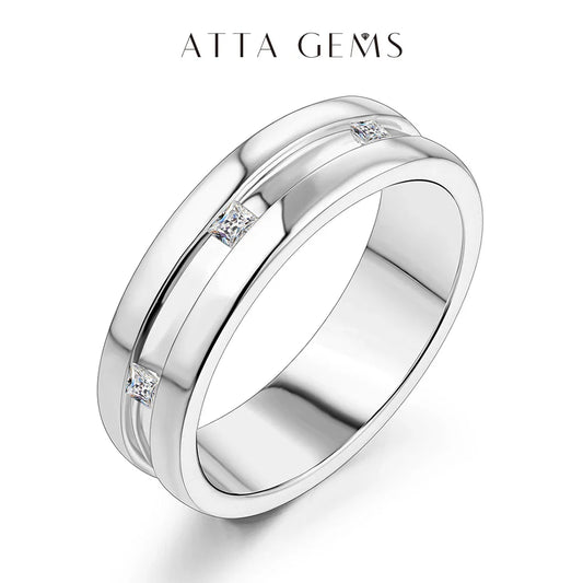 Bague de fiançailles et de mariage en moissanite taille princesse, couleur D, plaqué or blanc 18 carats, en diamant de synthèse, pour femme