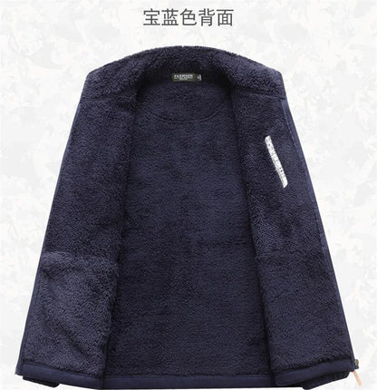 Winter Thicken Polar Fleece Jacket Warmth Windproof Full Zip Up Coat Multiple Zipper Pockets Outdoors Plus Size Jackets Outwear