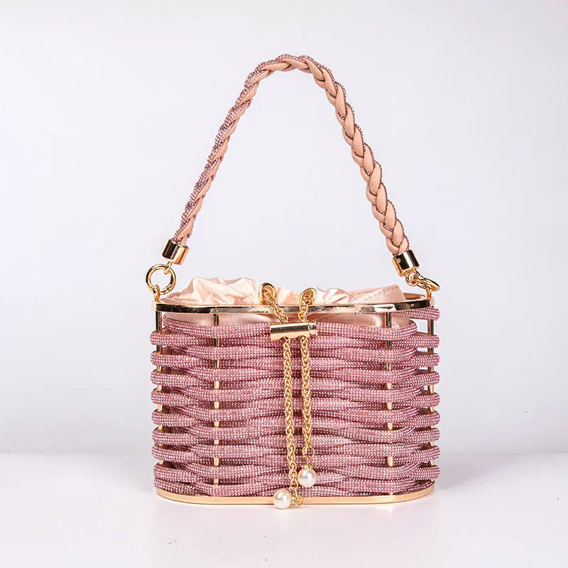 Handbag Shoulder Glitter Pearl Wedding Party Clutch Purse Diamonds Shiny Beading Evening Bag Crossbody Rhinestone Luxury Woman