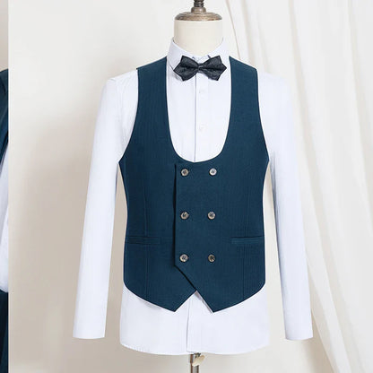 Dark Green 3-Piece Set Jacket+Vest+Pants High Quality Man Suit Slim Fit Business Casual Tuxedo Groom's Wedding Dress