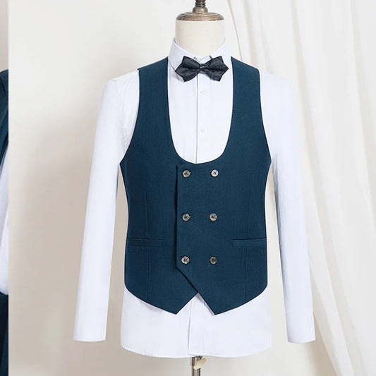 Dark Green 3-Piece Set Jacket+Vest+Pants High Quality Man Suit Slim Fit Business Casual Tuxedo Groom's Wedding Dress